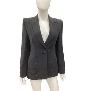 Badgley Mischka Blazer Women’s SZ 6 Beaded Design Beautifully Structured Black